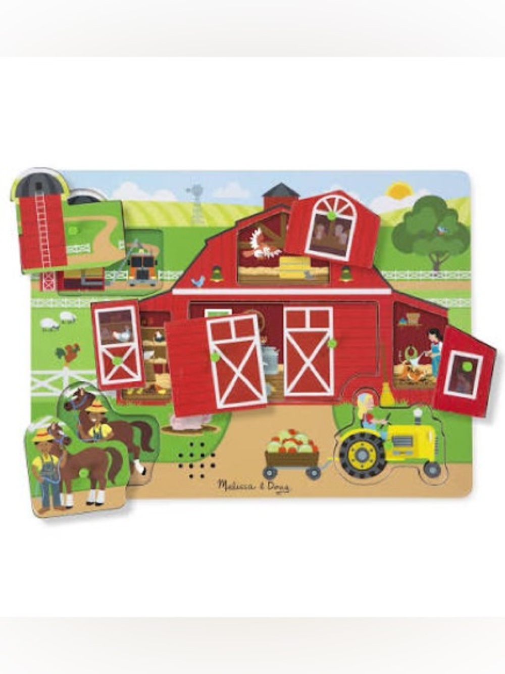 Melissa & Doug Around the Farm Sounds Wooden 8 Piece Peg Puzzle
